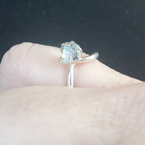 New Rough Herkimer Diamond Chip 925 Silver Ring. - Picture 8 of 16